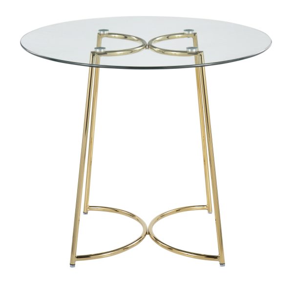 Cece Contemporary Gold Steel and Glass Dinette Table 6