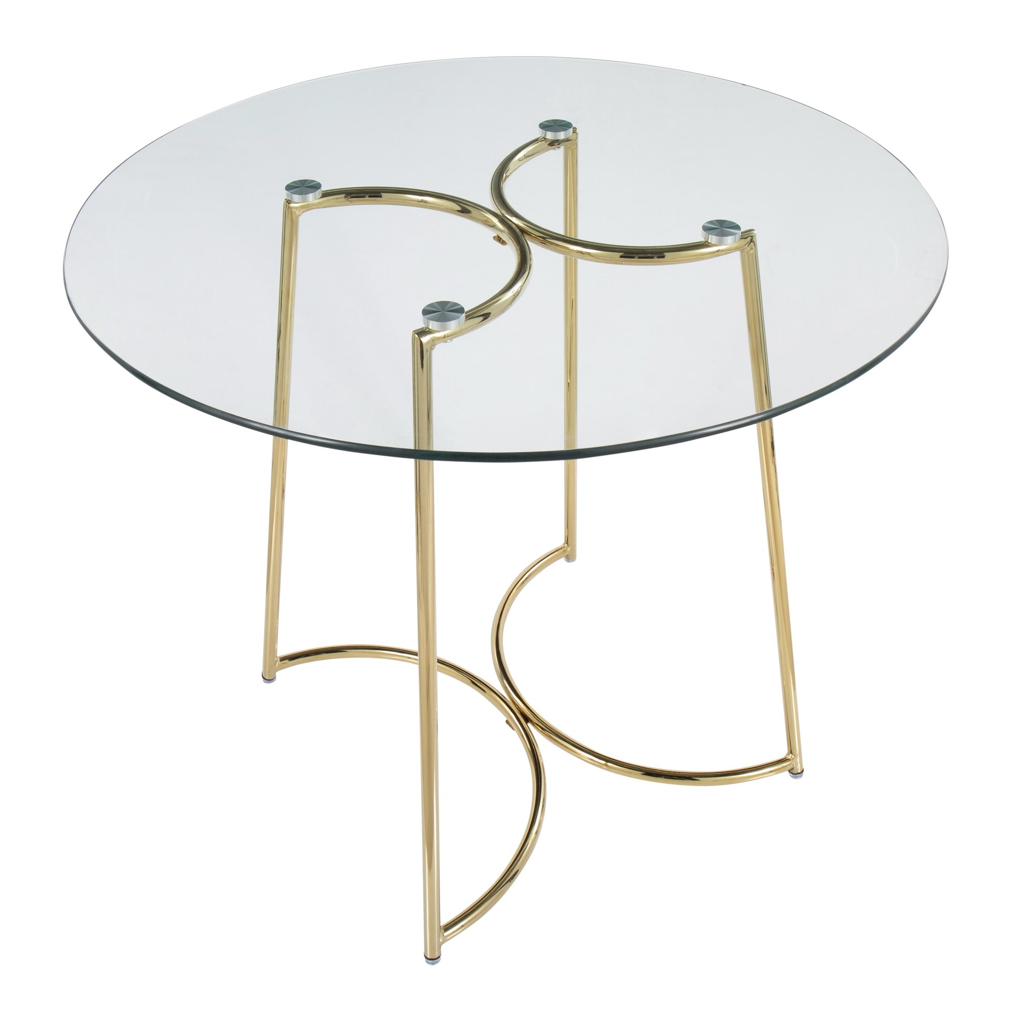 Cece Contemporary Gold Steel and Glass Dinette Table 9 Cece Contemporary Gold Steel and Glass Dinette Table - Image 9