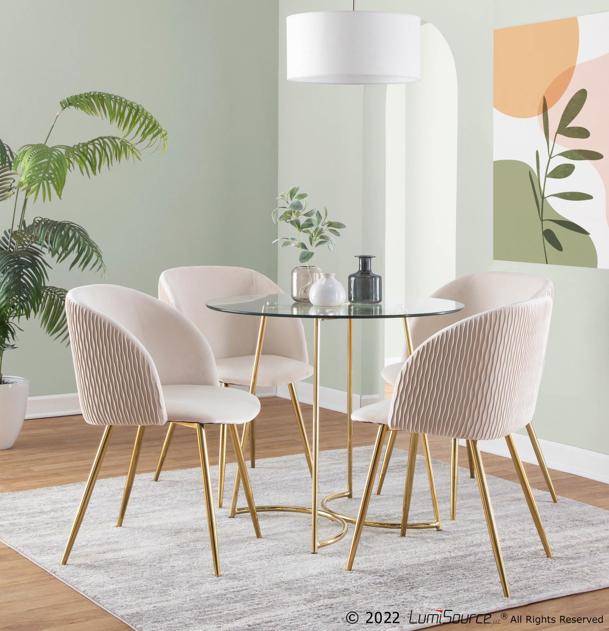 Cece Contemporary Gold Steel and Glass Dinette Table 1 Cece Contemporary Gold Steel and Glass Dinette Table