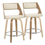 Cecina 24 Zebra Cream Mid-Century Modern Swivel Stools (Set of 2) 16 Cecina 24 Zebra Cream Mid-Century Modern Swivel Stools (Set of 2)