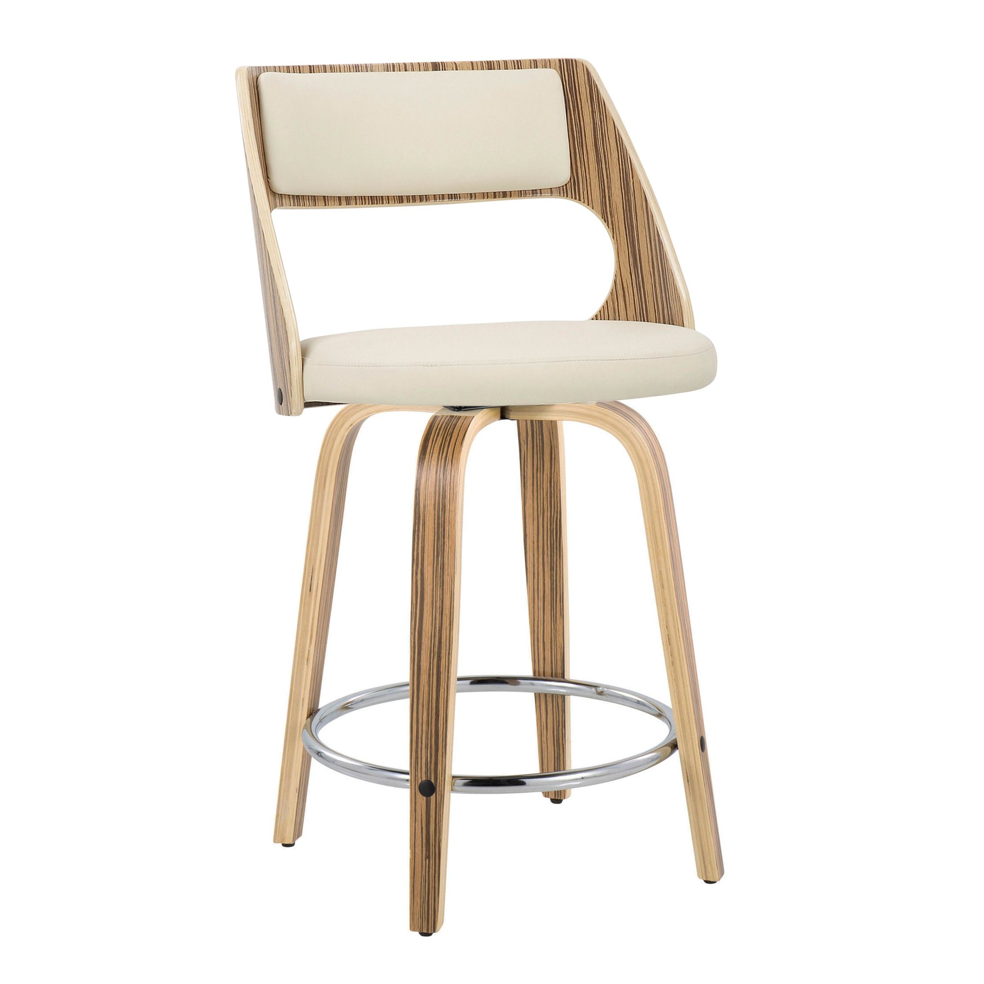 Cecina 24 Zebra Cream Mid-Century Modern Swivel Stools (Set of 2) 6 Cecina 24 Zebra Cream Mid-Century Modern Swivel Stools (Set of 2) - Image 6
