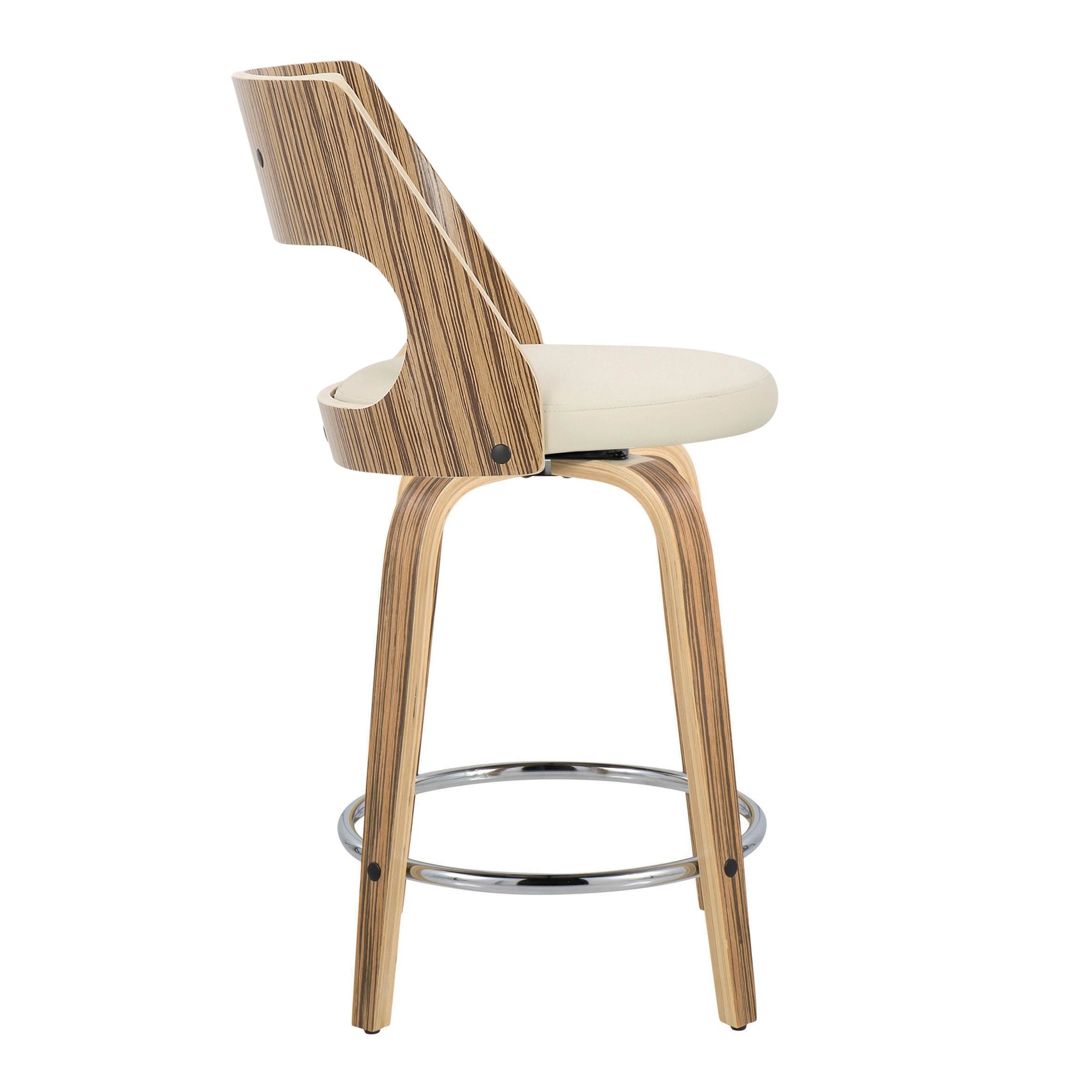 Cecina 24 Zebra Cream Mid-Century Modern Swivel Stools (Set of 2) 7 Cecina 24 Zebra Cream Mid-Century Modern Swivel Stools (Set of 2) - Image 7