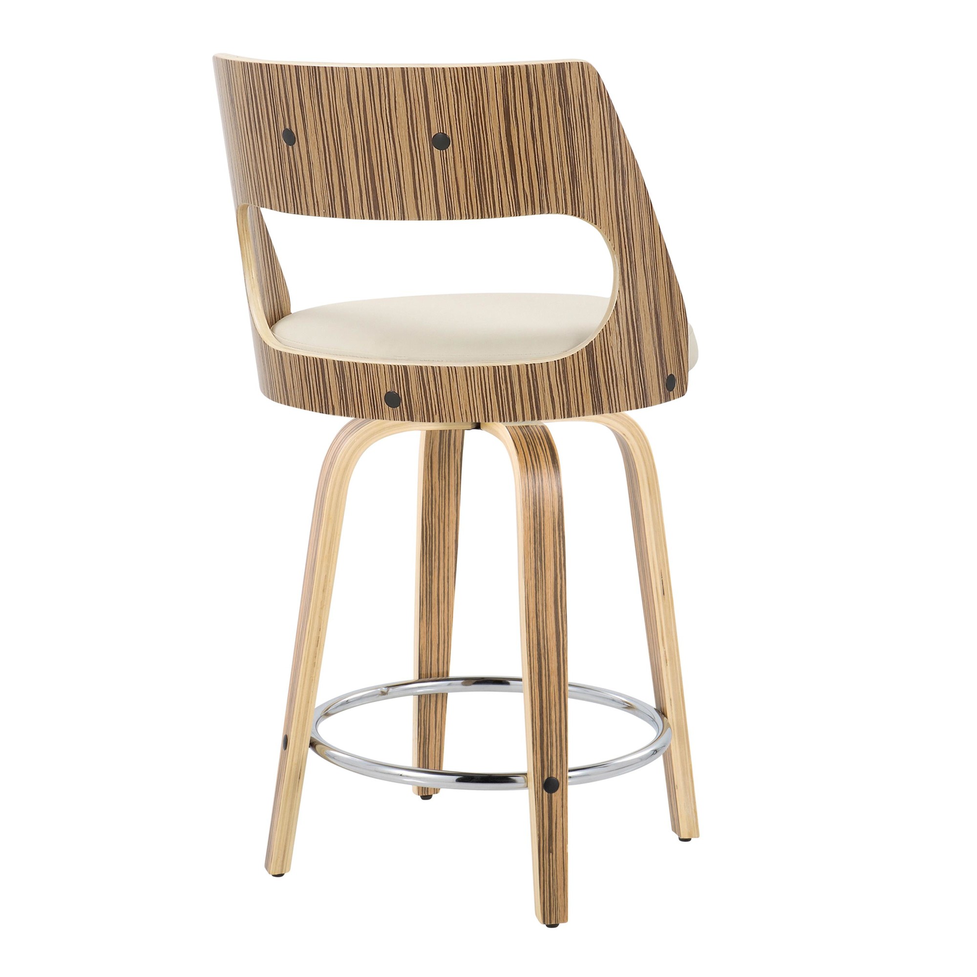 Cecina 24 Zebra Cream Mid-Century Modern Swivel Stools (Set of 2) 8 Cecina 24 Zebra Cream Mid-Century Modern Swivel Stools (Set of 2) - Image 8