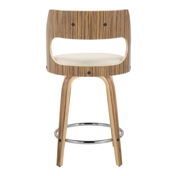 Cecina 24 Zebra Cream Mid Century Modern Swivel Stools Set of 2 8