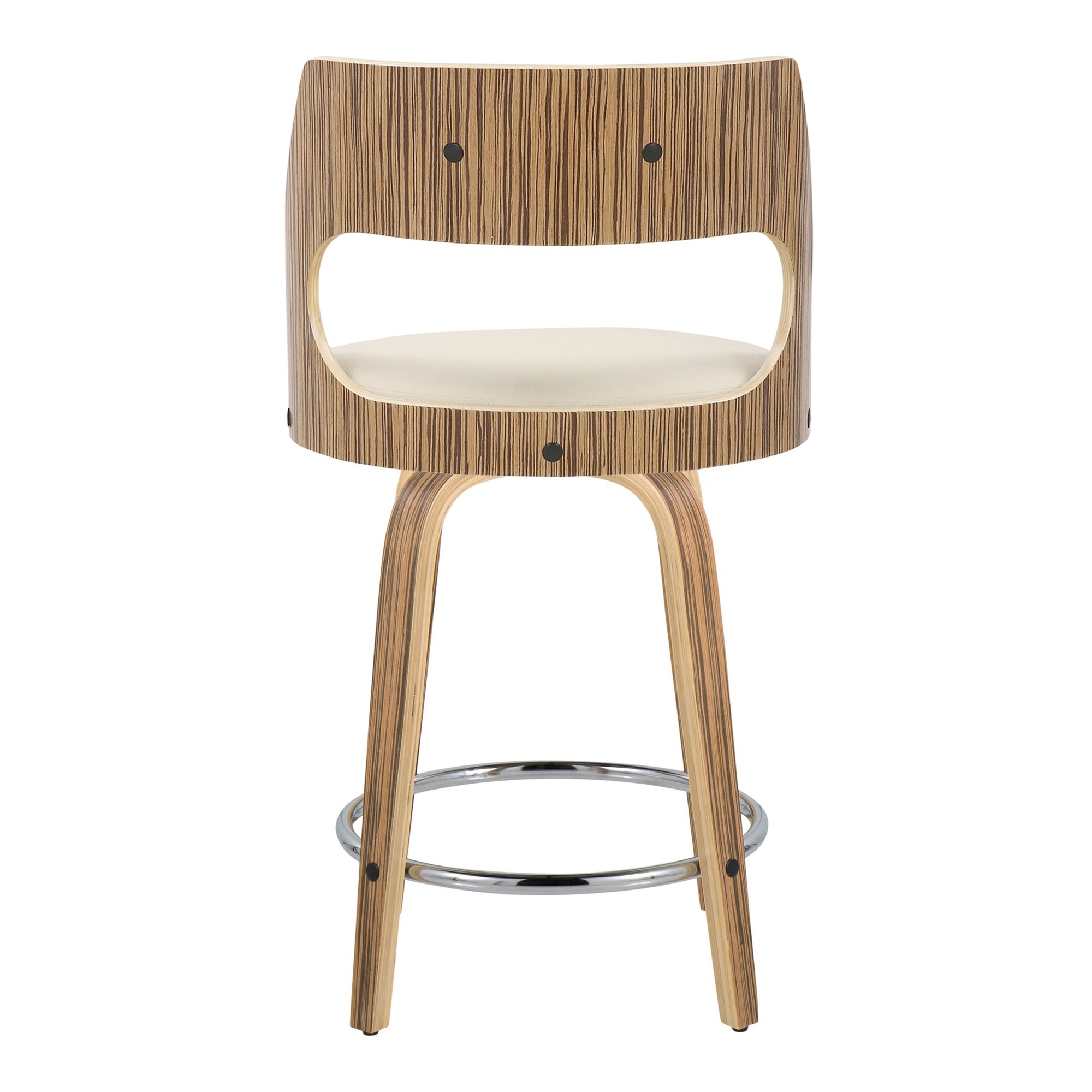 Cecina 24 Zebra Cream Mid-Century Modern Swivel Stools (Set of 2) 9 Cecina 24 Zebra Cream Mid-Century Modern Swivel Stools (Set of 2) - Image 9