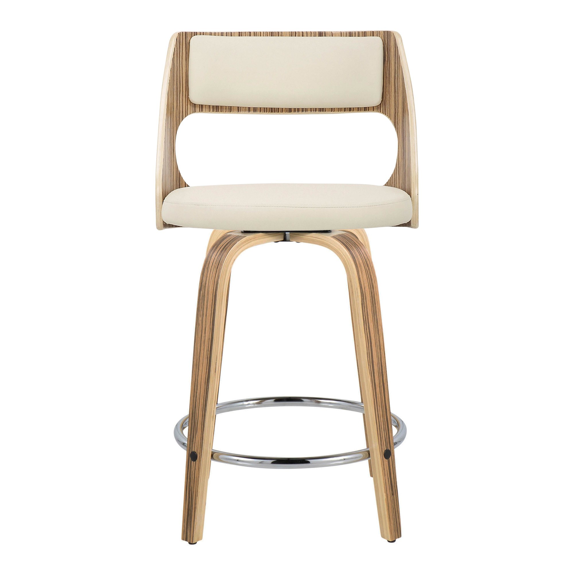 Cecina 24 Zebra Cream Mid-Century Modern Swivel Stools (Set of 2) 10 Cecina 24 Zebra Cream Mid-Century Modern Swivel Stools (Set of 2) - Image 10