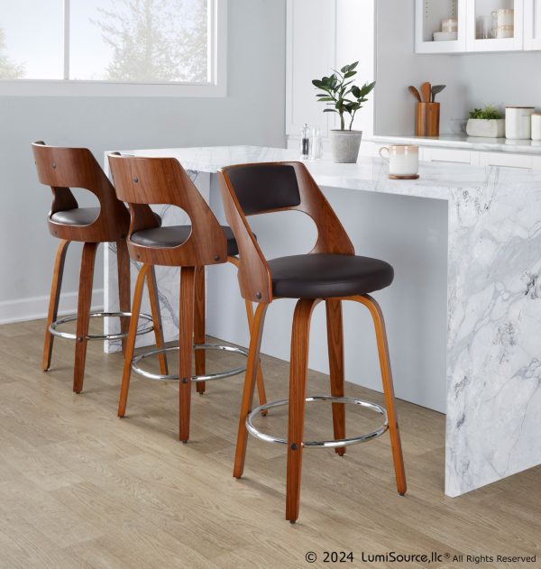 Cecina 26 Inch Mid Century Modern Swivel Counter Stool Set of 2 1