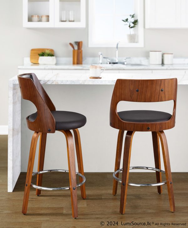 Cecina 26 Inch Mid Century Modern Swivel Counter Stool Set of 2 2