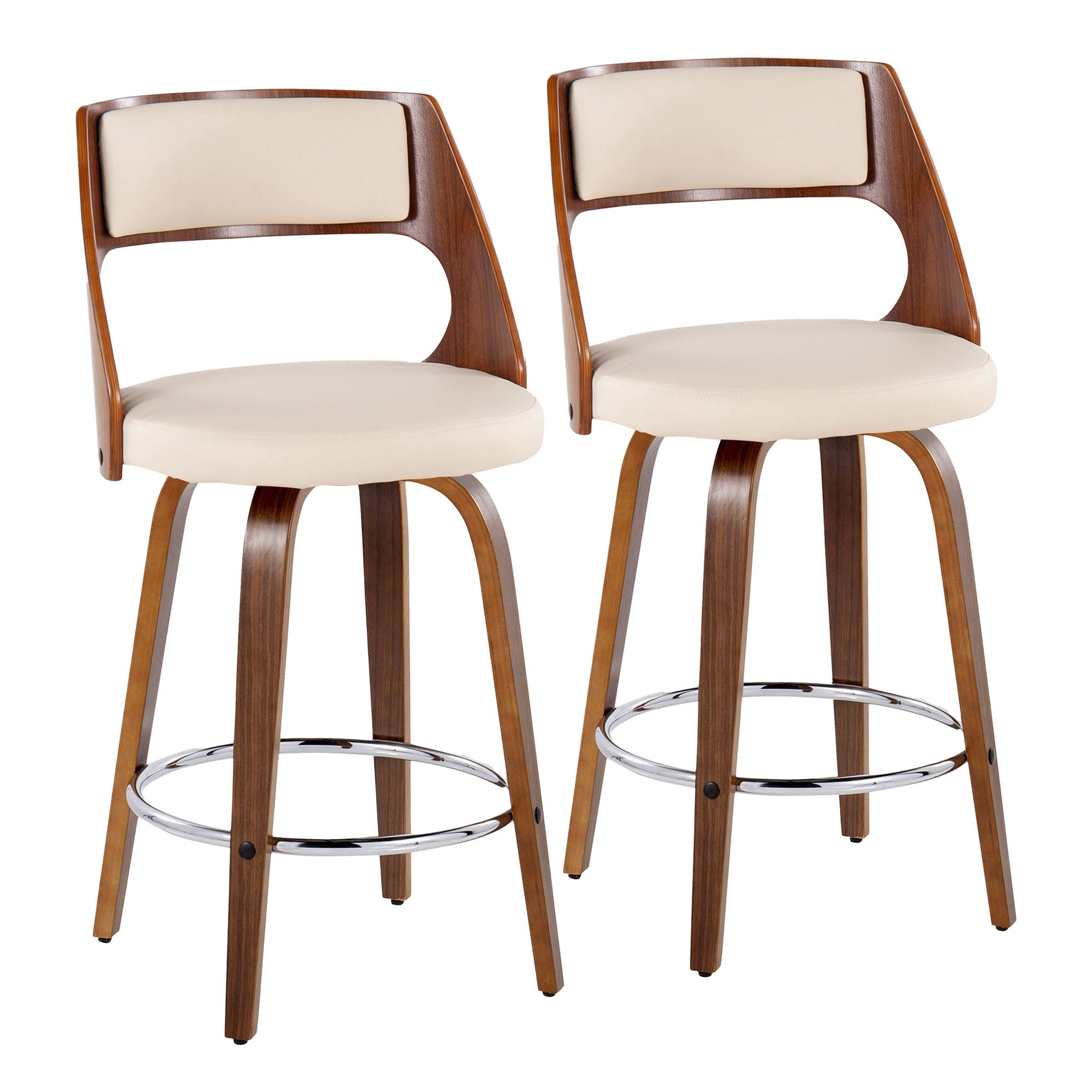 Cecina 26-Inch Mid-Century Modern Swivel Counter Stools (Set of 2) 5 Cecina 26-Inch Mid-Century Modern Swivel Counter Stools (Set of 2) - Image 5