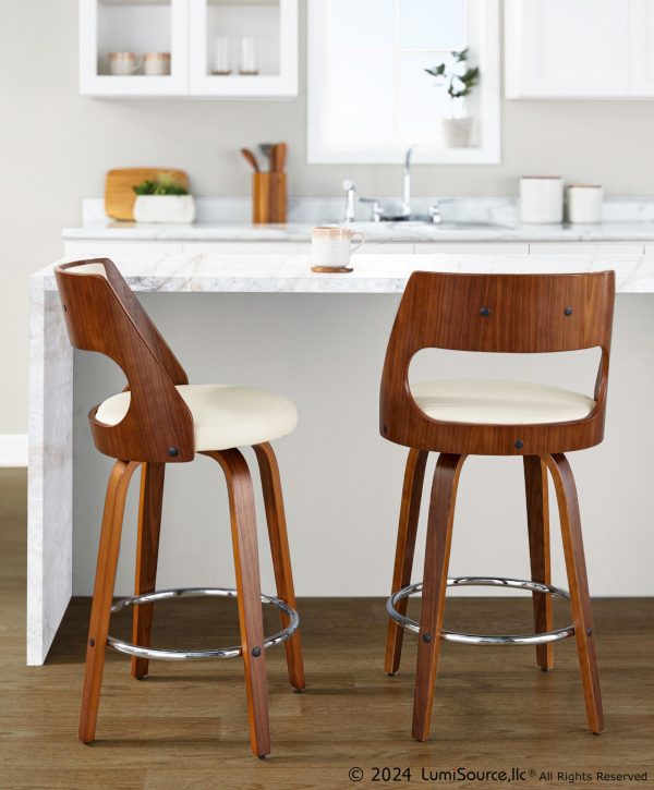 Cecina 26 Inch Mid Century Modern Swivel Counter Stools Set of 2