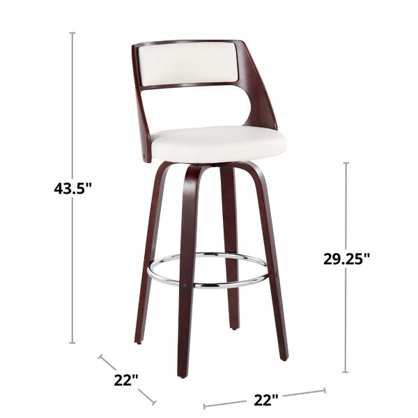 Cecina 30 Inch Zebra Cream Mid Century Swivel Barstools Set of 2 13