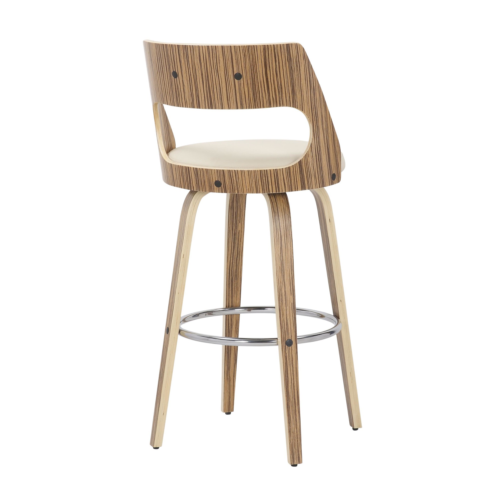 Cecina 30-Inch Zebra Cream Mid-Century Swivel Barstools (Set of 2) 6 Cecina 30-Inch Zebra Cream Mid-Century Swivel Barstools (Set of 2) - Image 6