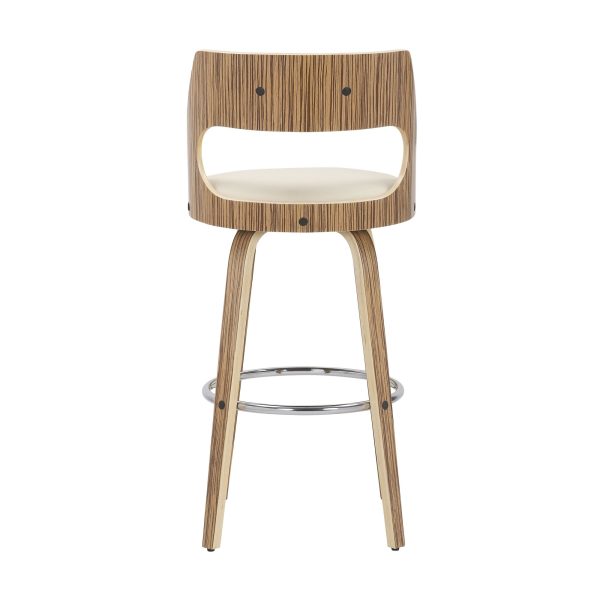 Cecina 30 Inch Zebra Cream Mid Century Swivel Barstools Set of 2 7