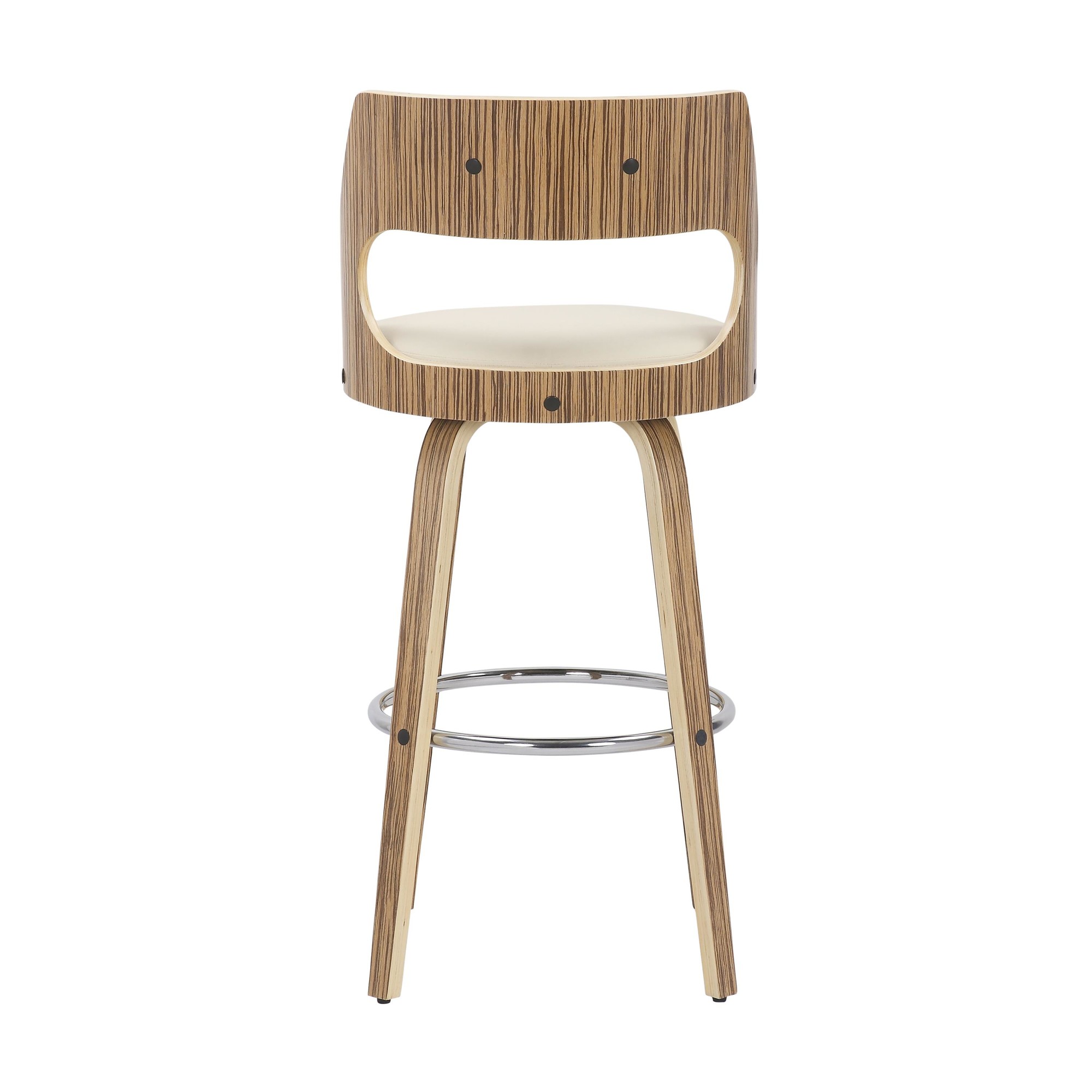 Cecina 30-Inch Zebra Cream Mid-Century Swivel Barstools (Set of 2) 7 Cecina 30-Inch Zebra Cream Mid-Century Swivel Barstools (Set of 2) - Image 7