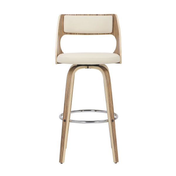 Cecina 30 Inch Zebra Cream Mid Century Swivel Barstools Set of 2 8