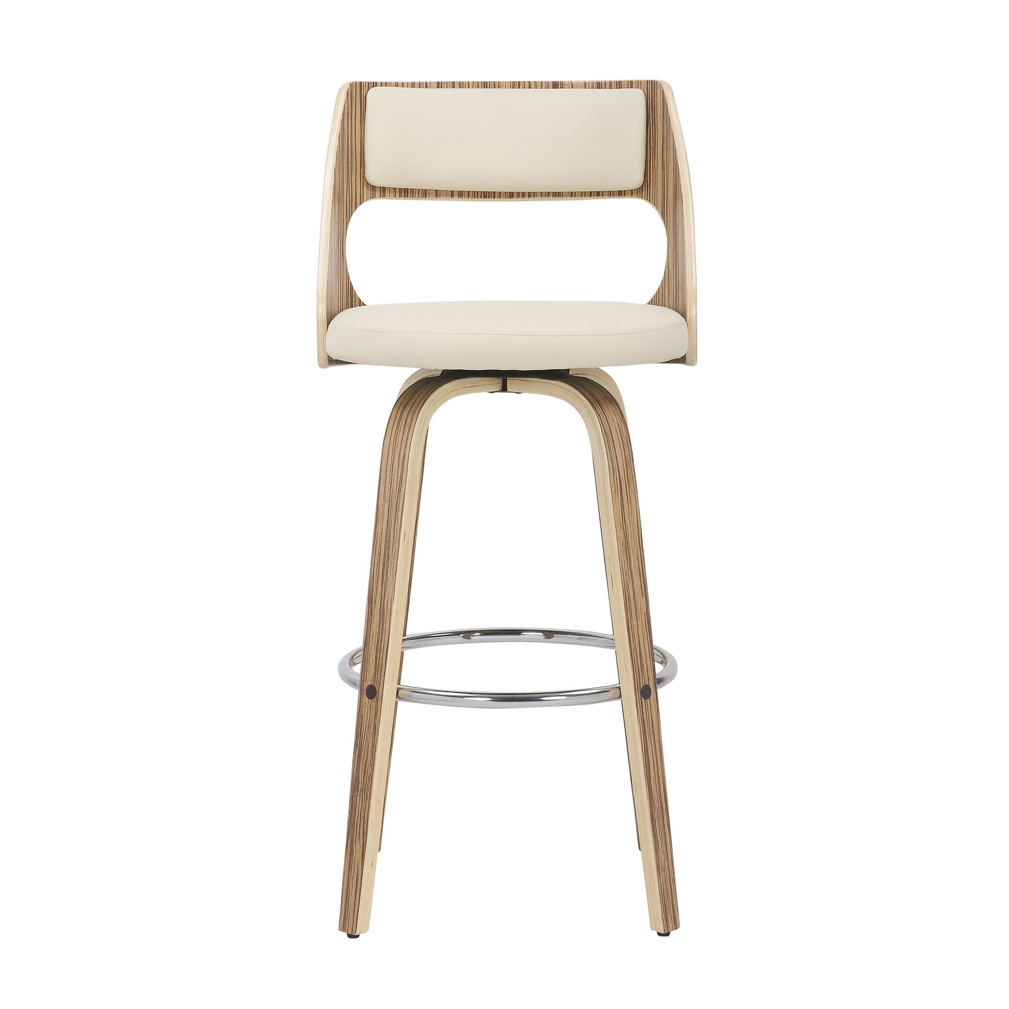Cecina 30-Inch Zebra Cream Mid-Century Swivel Barstools (Set of 2) 8 Cecina 30-Inch Zebra Cream Mid-Century Swivel Barstools (Set of 2) - Image 8