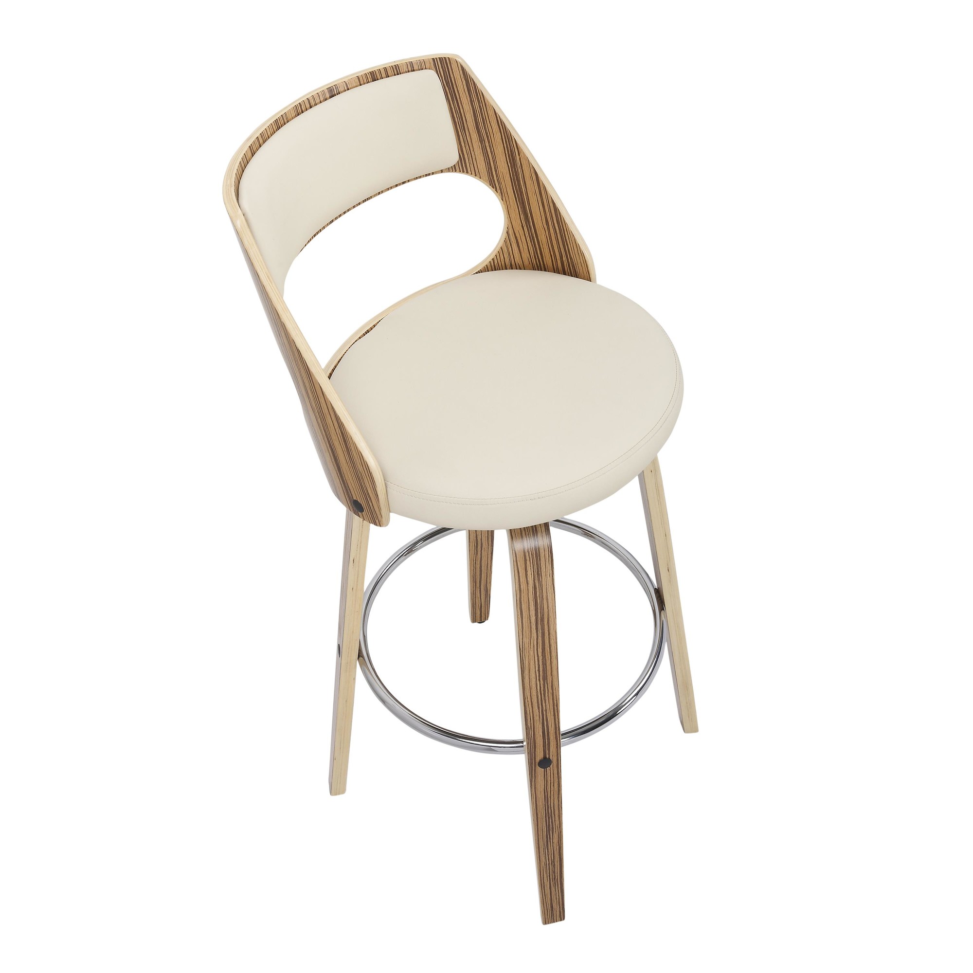 Cecina 30-Inch Zebra Cream Mid-Century Swivel Barstools (Set of 2) 9 Cecina 30-Inch Zebra Cream Mid-Century Swivel Barstools (Set of 2) - Image 9