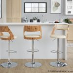 Cecina Cream Faux Leather Mid-Century Modern Barstool (Set of 2)