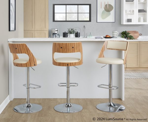 Cecina Cream Faux Leather Mid Century Modern Barstool Set of 2 1