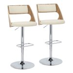 Cecina Cream Faux Leather Mid-Century Modern Barstool (Set of 2)