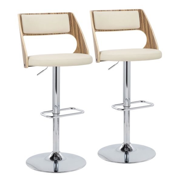 Cecina Cream Faux Leather Mid Century Modern Barstool Set of 2 2