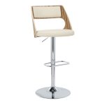 Cecina Cream Faux Leather Mid-Century Modern Barstool (Set of 2)