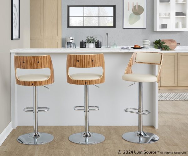 Cecina Cream Faux Leather Mid Century Modern Barstool Set of 2