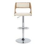 Cecina Cream Faux Leather Mid-Century Modern Barstool (Set of 2)