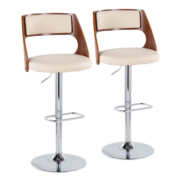 Cecina Cream Mid Century Modern Adjustable Swivel Barstool Set of 2 2