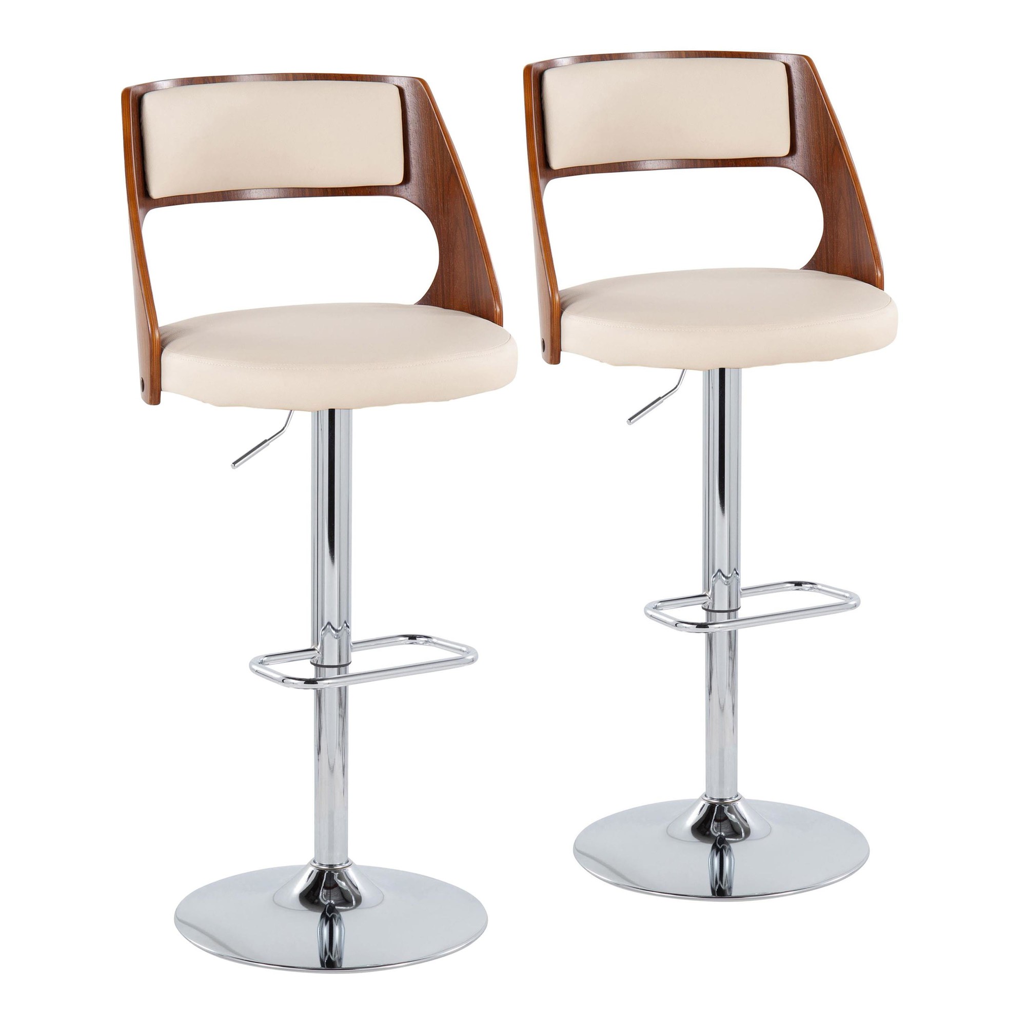 Cecina Cream Mid-Century Modern Adjustable Swivel Barstool (Set of 2) 3 Cecina Cream Mid-Century Modern Adjustable Swivel Barstool (Set of 2) - Image 3