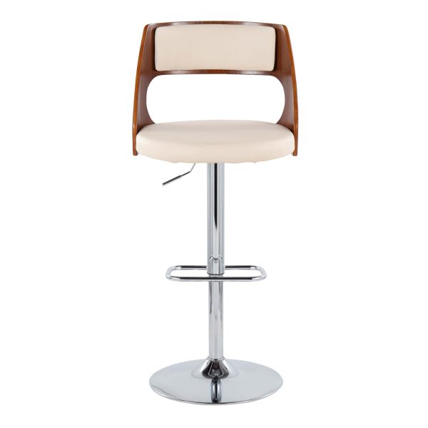 Cecina Cream Mid Century Modern Adjustable Swivel Barstool Set of 2 7