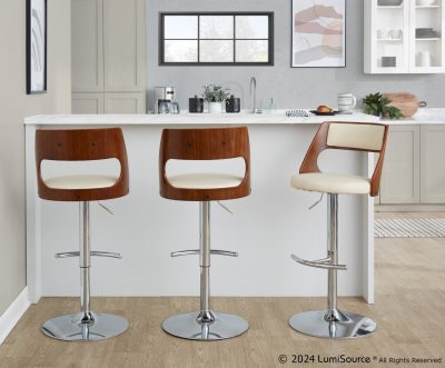 Cecina Cream Mid-Century Modern Swivel Barstool (Set of 2)