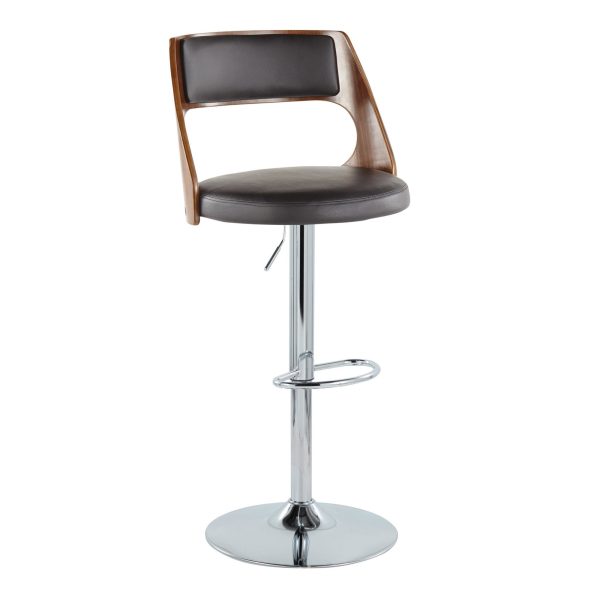 Cecina Mid Century Modern Adjustable Swivel Barstool Brown Set of 2 1