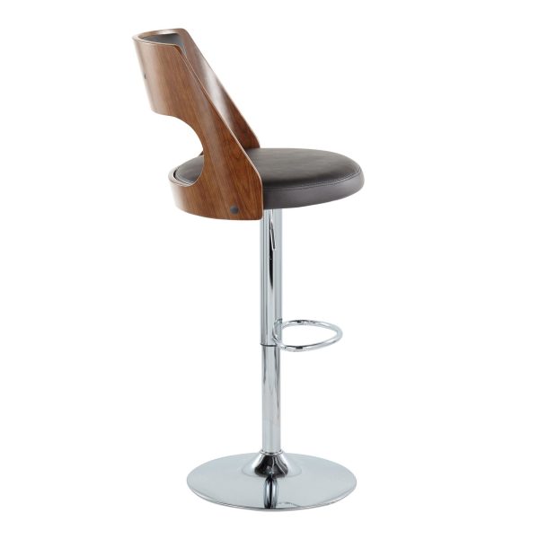Cecina Mid Century Modern Adjustable Swivel Barstool Brown Set of 2 2