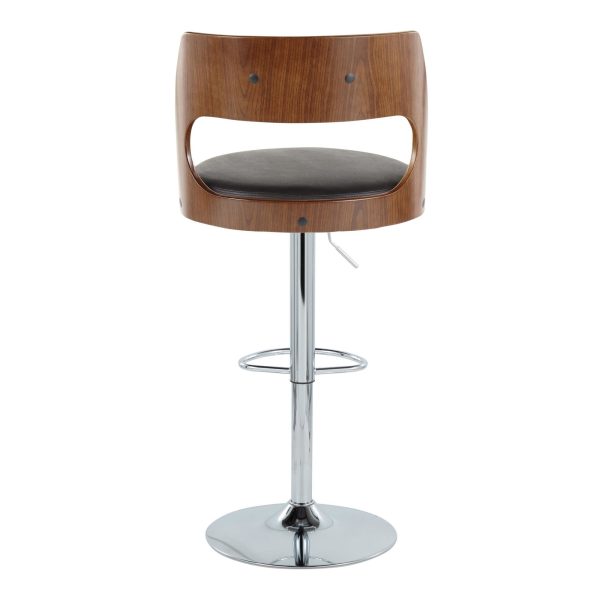 Cecina Mid Century Modern Adjustable Swivel Barstool Brown Set of 2 4
