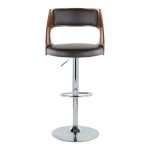Cecina Mid-Century Modern Adjustable Swivel Barstool, Brown (Set of 2)
