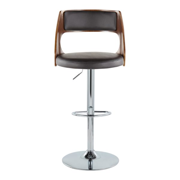 Cecina Mid Century Modern Adjustable Swivel Barstool Brown Set of 2 5