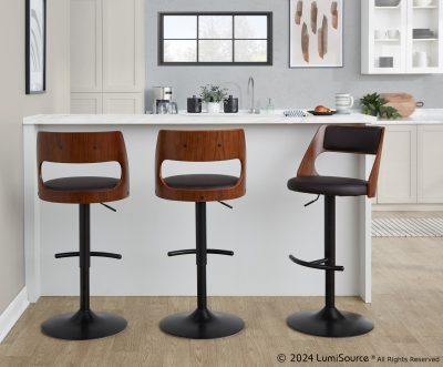 Cecina Mid-Century Modern Adjustable Swivel Barstool (Set of 2)