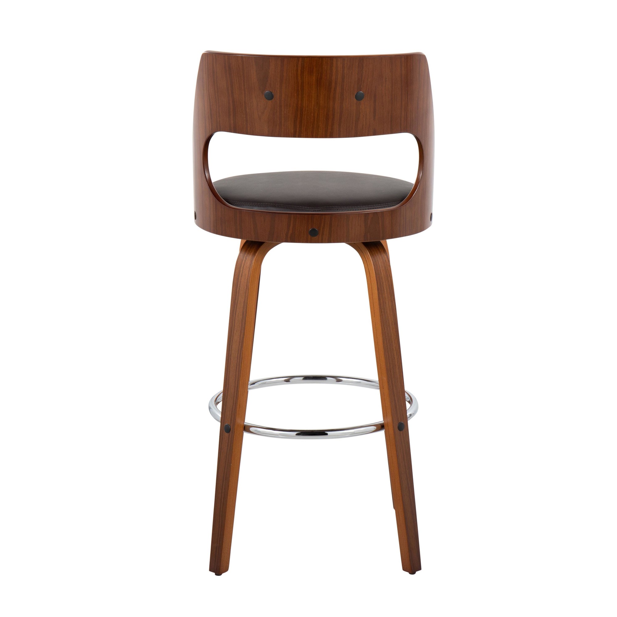 Cecina Mid-Century Modern Brown Swivel Barstool Walnut (Set of 2) 7 Cecina Mid-Century Modern Brown Swivel Barstool Walnut (Set of 2) - Image 7