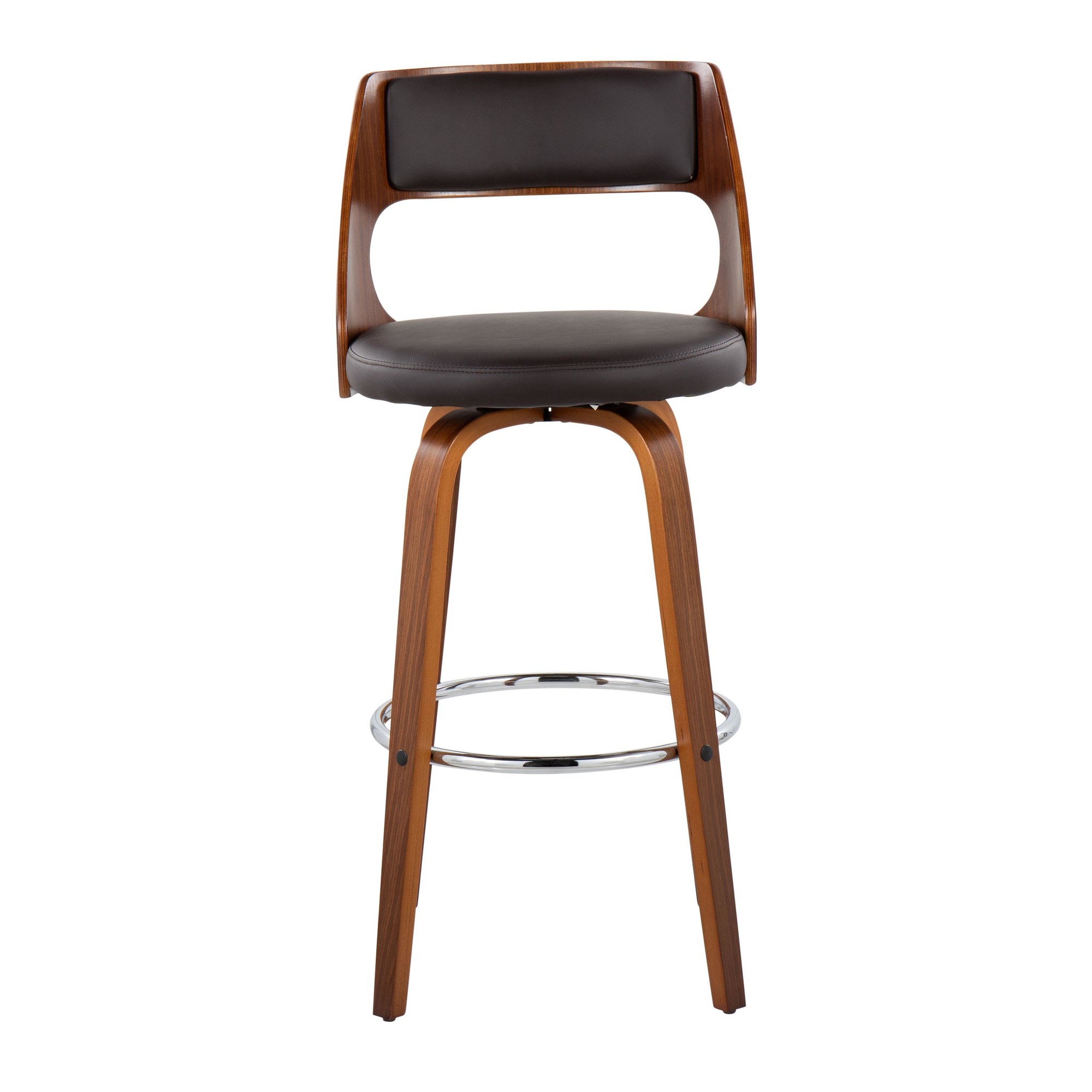 Cecina Mid-Century Modern Brown Swivel Barstool Walnut (Set of 2) 8 Cecina Mid-Century Modern Brown Swivel Barstool Walnut (Set of 2) - Image 8