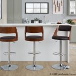 Cecina Mid-Century Modern Swivel Adjustable Barstool Chrome/Walnut (Set of 2) 11 Cecina Mid-Century Modern Swivel Adjustable Barstool Chrome/Walnut (Set of 2)