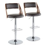 Cecina Mid-Century Modern Swivel Adjustable Barstool Chrome/Walnut (Set of 2) 13 Cecina Mid-Century Modern Swivel Adjustable Barstool Chrome/Walnut (Set of 2)