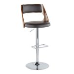 Cecina Mid-Century Modern Swivel Adjustable Barstool Chrome/Walnut (Set of 2) 14 Cecina Mid-Century Modern Swivel Adjustable Barstool Chrome/Walnut (Set of 2)
