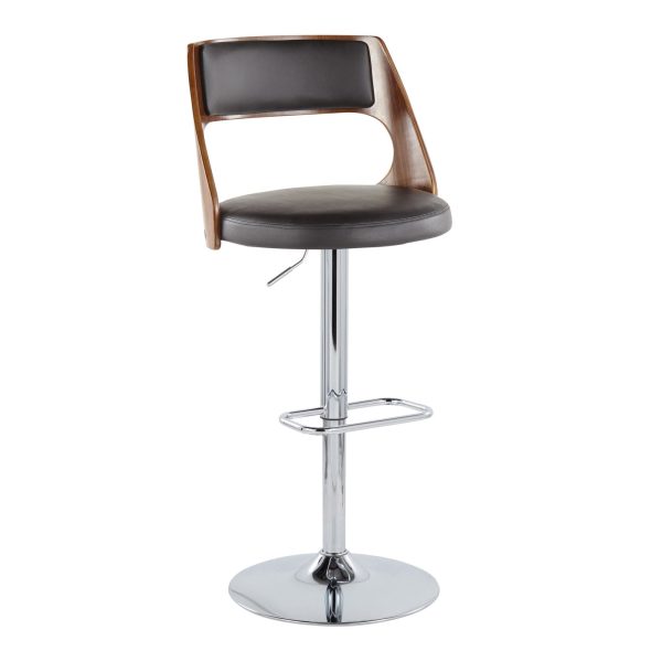 Cecina Mid Century Modern Swivel Adjustable Barstool ChromeWalnut Set of 2 3