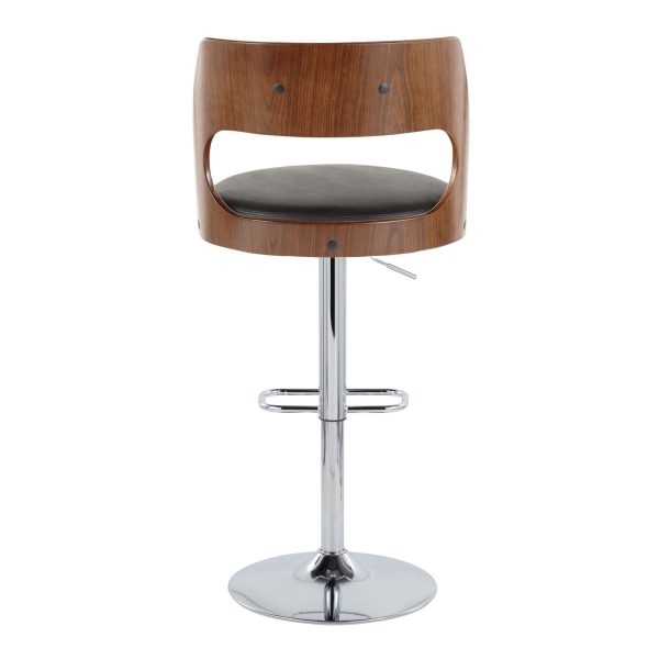 Cecina Mid Century Modern Swivel Adjustable Barstool ChromeWalnut Set of 2 6
