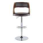 Cecina Mid-Century Modern Swivel Adjustable Barstool Chrome/Walnut (Set of 2) 18 Cecina Mid-Century Modern Swivel Adjustable Barstool Chrome/Walnut (Set of 2)