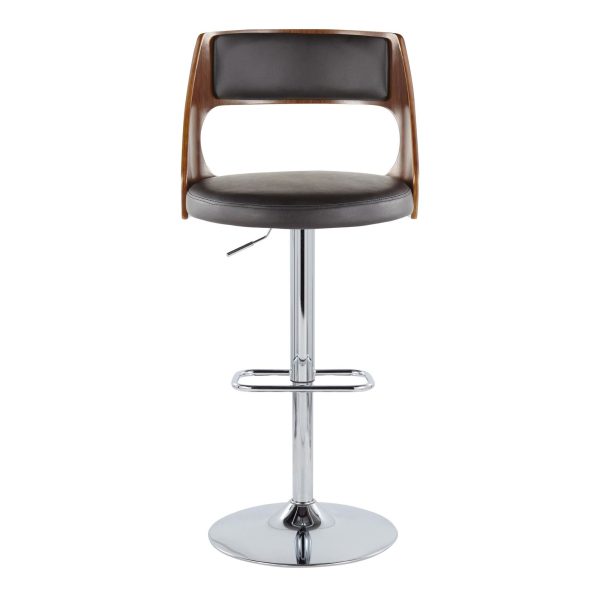 Cecina Mid Century Modern Swivel Adjustable Barstool ChromeWalnut Set of 2 7