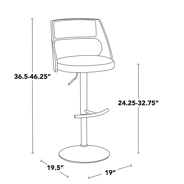 Cecina Mid Century Modern Swivel Adjustable Barstool ChromeWalnut Set of 2 8