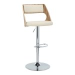 Cecina Mid-Century Modern Swivel Barstool Zebra Wood Cream (Set of 2)