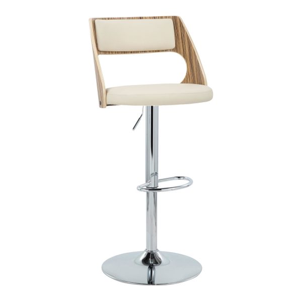 Cecina Mid Century Modern Swivel Barstool Zebra Wood Cream Set of 2 1
